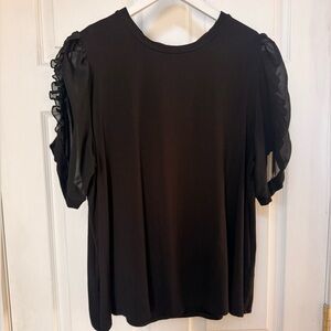 Philosophy Black dressy Blouse with sheer Ruffled Sleeves
